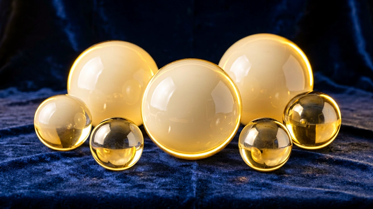 Gold glass orbs