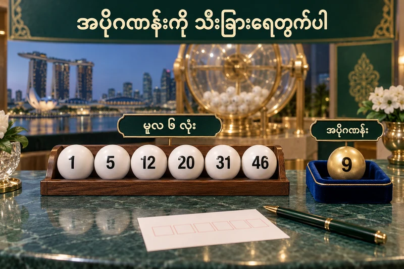 မူလထီဘောလုံးခြောက်လုံးနှင့် အပိုနံပါတ်9ကို သီးခြားခွဲထားသော TOTO စိတ်ကူးပုံ